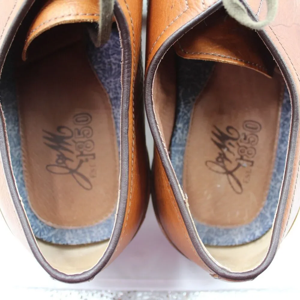 Johnston & Murphy J&M 1850 Men 13 M Cap Toe Derby Oxford Leather Shoes Brown Tan